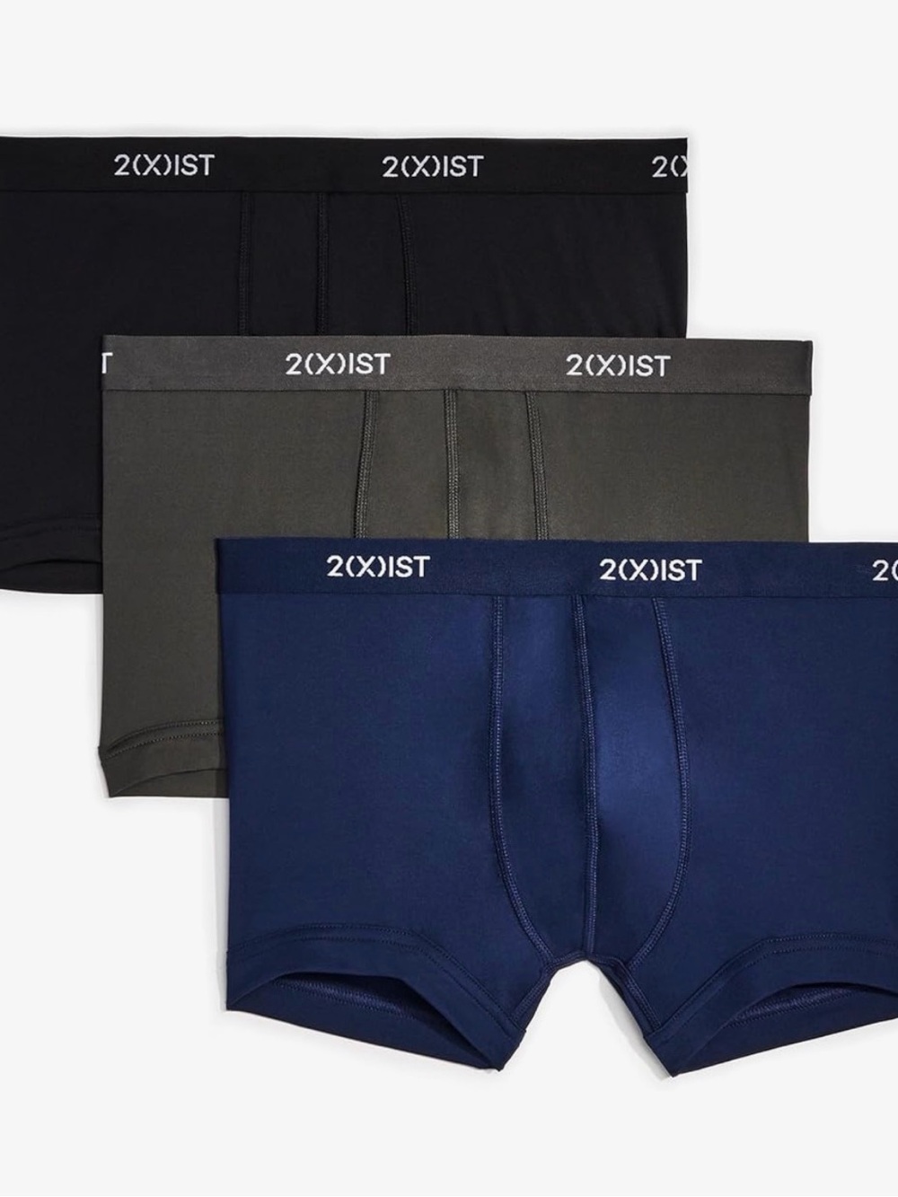 2xist Men’s 3-Pack Stretch Micro Speed No Show Trunks - Black, Charcoal, Navy
